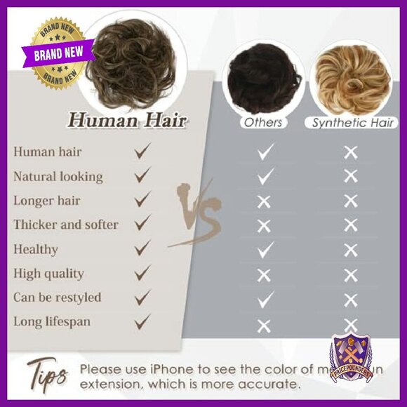 100% Human Hair Messy Bun Extension for Women Thick Updo main image 6